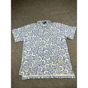 Vintage Polo Ralph Lauren Shirt Mens XXL Large Blue Floral Print AOP Coastal